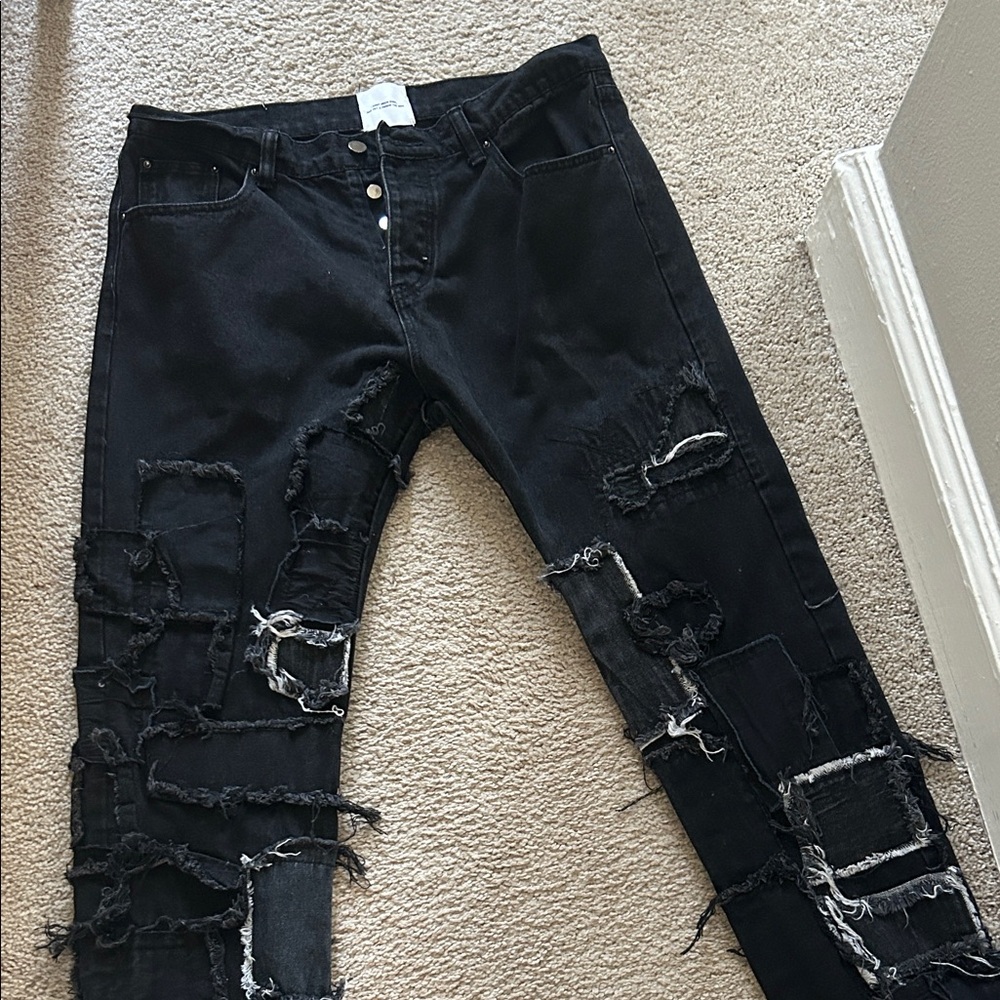 MNML Black Slim Ripped Jeans